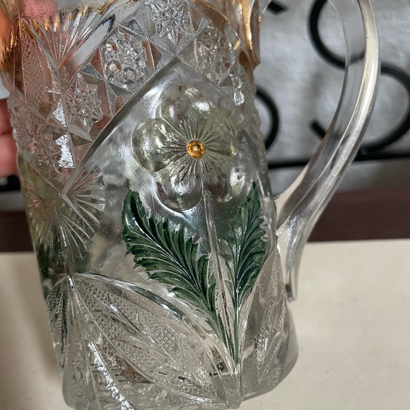 Indiana Glass Flower Medallion Flashed Gold vase - Picture 6 of 10